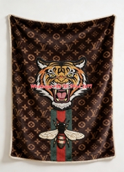 Tiger & Bee LV Monogram Blanket Luxury Tiger LV Throw 141